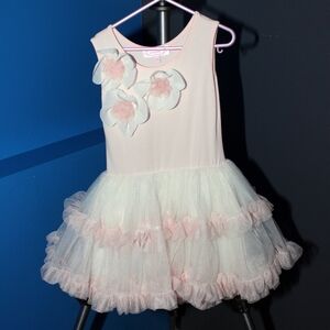 Fluffy Flowered pink & white Child's Sz 5-6 Dress